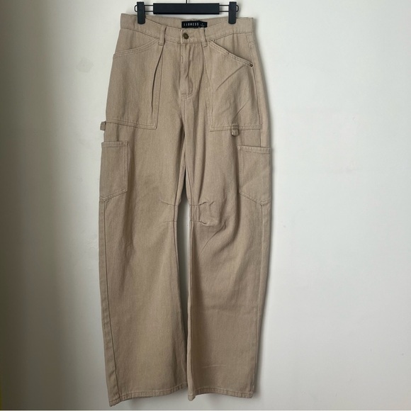 Princess Polly Lioness Miami Vice Beige Cargo Oversized Wide Leg Jeans S - Picture 8 of 11